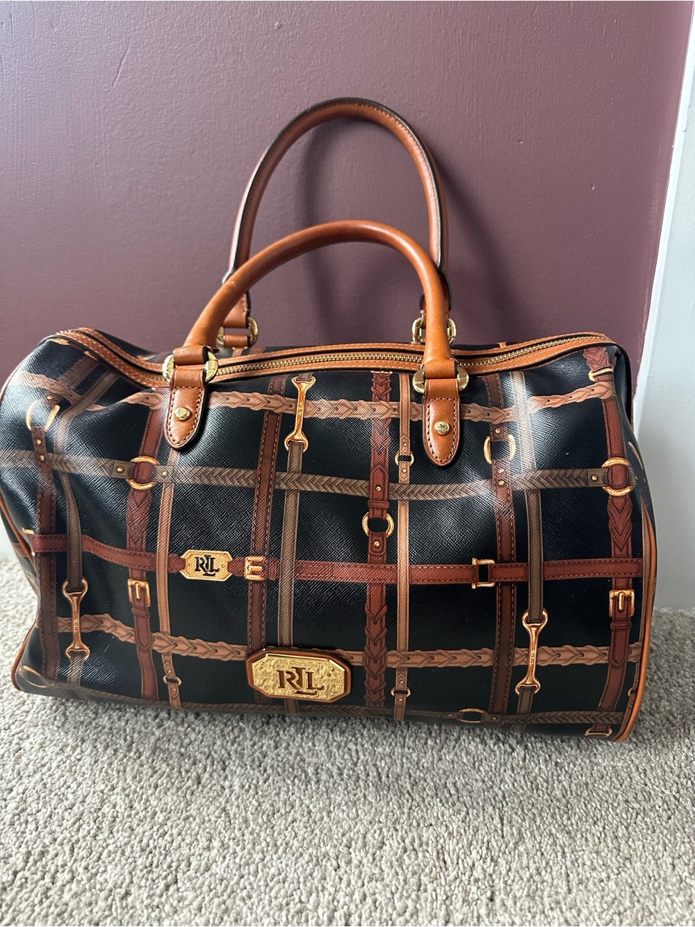 Ralph Lauren Leather Brown & Black Handbag